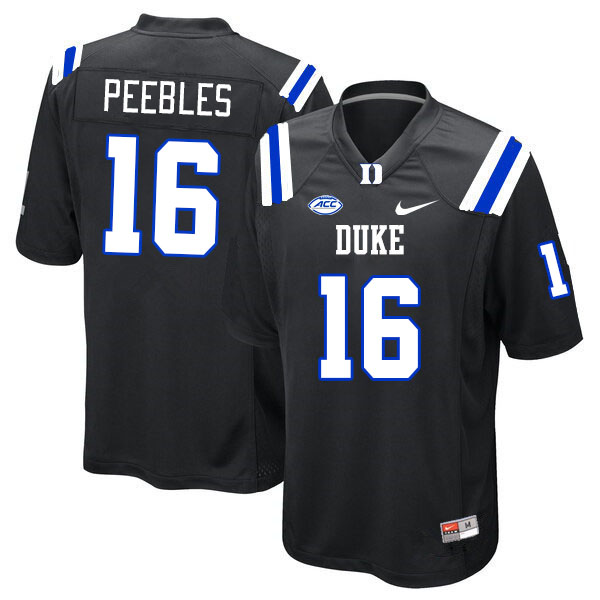 Duke Blue Devils #16 Aeneas Peebles College Football Jerseys Stitched-Black